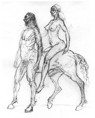 Dimitri Lazaroff: 'Centaur black', 2006 Other Drawing, Figurative. 