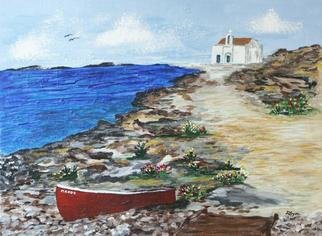Deborah Leyva: 'Seashore in Greece', 2004 Acrylic Painting, Seascape. 