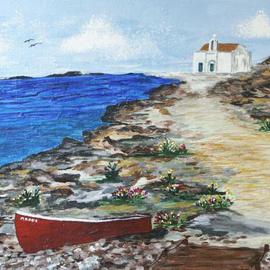 Deborah Leyva: 'Seashore in Greece', 2004 Acrylic Painting, Seascape. 