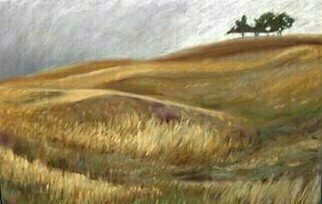 Donna Gallant: 'Prairie trees', 2008 Pastel, Landscape.  Sky meets earth is a common theme on the prairies.  This piece especially portrays this lonely feeling. ...