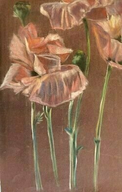 Donna Gallant: 'pink poppies', 2015 Pastel, Floral. Delightful pink poppies from my garden are always an inspiration. ...