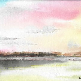 Donna Gallant: 'sunrise', 2021 Acrylic Painting, Landscape. Artist Description: Another piece as part of a horizon theme created in acrylic inks. ...