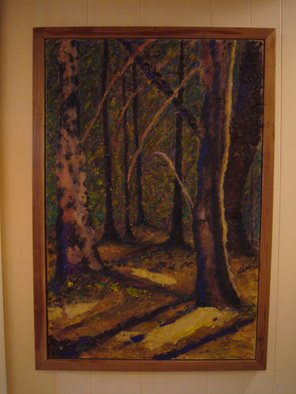 Kathy Donofrio: 'Dark Forest ', 1995 Acrylic Painting, Abstract Landscape.  This is an acrylic painting embedded with paper pulp. It is framed and ready to hang. ...