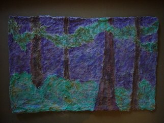 Kathy Donofrio: 'Spooky Forest', 2009 Paper, Abstract Landscape.   This is an acid- free paper pulp painting. It is matted, framed and ready to hang.        ...