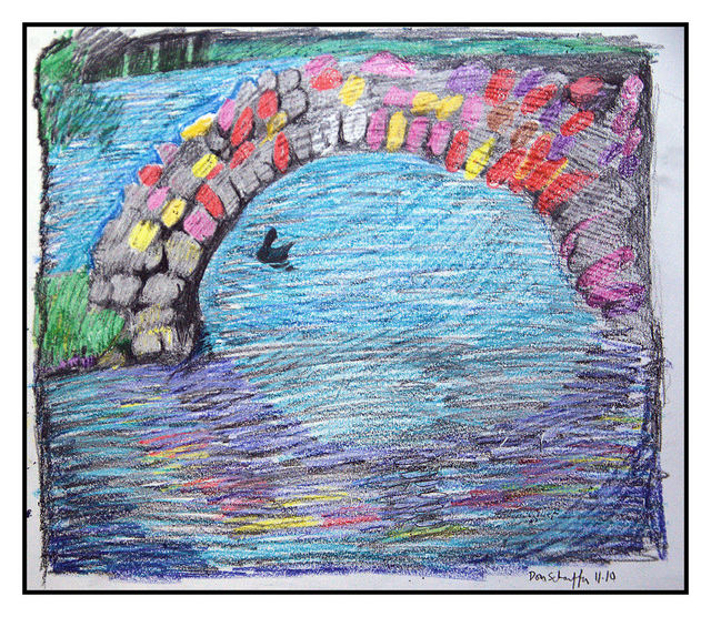 Artist Don Schaeffer. 'Little Bridge ' Artwork Image, Created in 2010, Original Watercolor. #art #artist