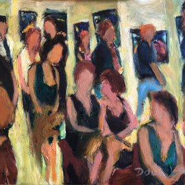 Bob Dornberg: 'gallery reception', 2019 Oil Painting, Abstract Figurative. Artist Description: Gallery Goers at Reception...