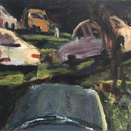 Bob Dornberg: 'junk cars', 2020 Oil Painting, Abstract Landscape. Artist Description: JUNKED CARS IN YARD...