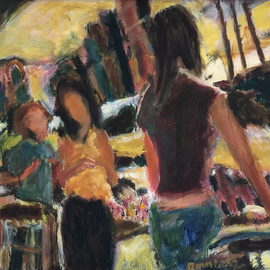 Bob Dornberg: 'market ladies', 2019 Oil Painting, Abstract Figurative. Artist Description: Ladies at market discussing foods...