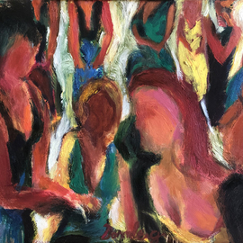 Bob Dornberg: 'party girls', 2019 Oil Painting, Abstract Figurative. Artist Description: Girls at a party...
