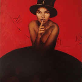 Doru Cristian Deliu Artwork rosu si negru, 2015 Oil Painting, Circus