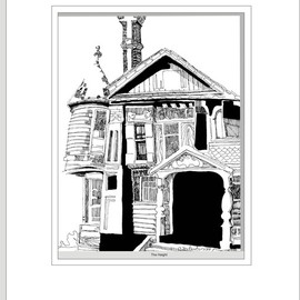C. Doug Anderson: 'The Haight', 2013 Pen Drawing, Architecture. Artist Description:  High quality archival Glicee prints on canvas. $125. Can be matted to fit standard 16 x 20 Frame. Original NFS.    ...