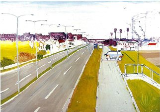 Dario Raffaele Orioli: 'road', 1990 Oil Painting, Naturalism. Inspired me Perspectiva of Road kros the Perifery Town...
