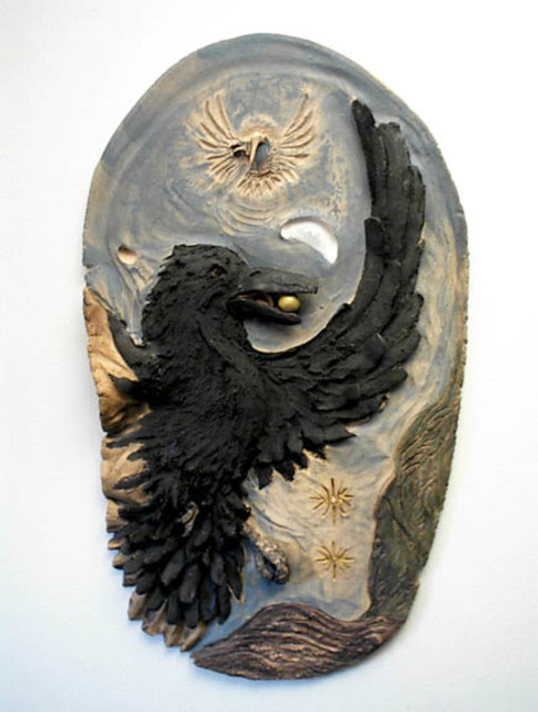 Depree Shadowwalker  'Ravens Gift', created in 1999, Original Sculpture Mixed.