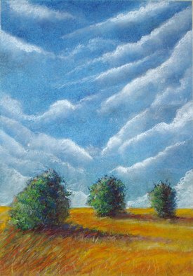 Darrell Ross: '3 sisters', 2018 Pastel Drawing, Landscape. 3 trees representing my sisters. ...