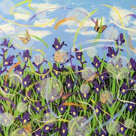 Daniel Topalis: 'Purple Iris Orbs', 2015 Acrylic Painting, nature. Artist Description:                  panting acrylic canvas                 ...