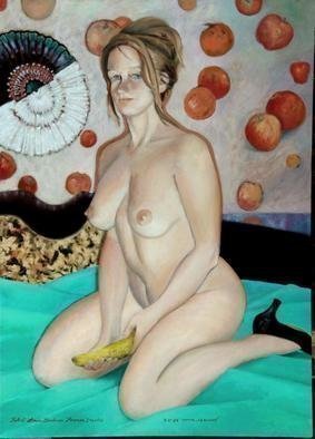 Artist: Lou Posner - Title: Apples and Banana - Medium: Oil Painting - Year: 2004