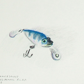 Lou Posner: 'Fishing Lure', 2009 Pencil Drawing, Boating. Artist Description:  If a man has the chance to fish, he should take it.  Uh.  A woman, too.  In private collection in Southern Indiana. ...