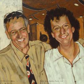 Lou Posner: 'Lou Posner and Mike Marshall', 2005 Oil Painting, Music. Artist Description: The artist Lou Posner and the musician Mike Marshall at a concert in Louisville, Kentucky, in 2005, featuring Marshall and bassist Edgar Myer....