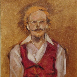 Lou Posner: 'Portrait of Tom Horton', 1983 Oil Painting, Portrait. Artist Description: Oil on canvas board.  Took 15 min.  to paint.  An oil sketch.  Signed Rlp.  The late Tom Horton d. , June 28, 2022 modeled for multiple paintings.  He was a multi- talented artist, artisan, craftsman, builder, quilt- maker, antiques dealer, sand- blasted, etched glass artist.  Wallingford, Connecticut.  A good ...
