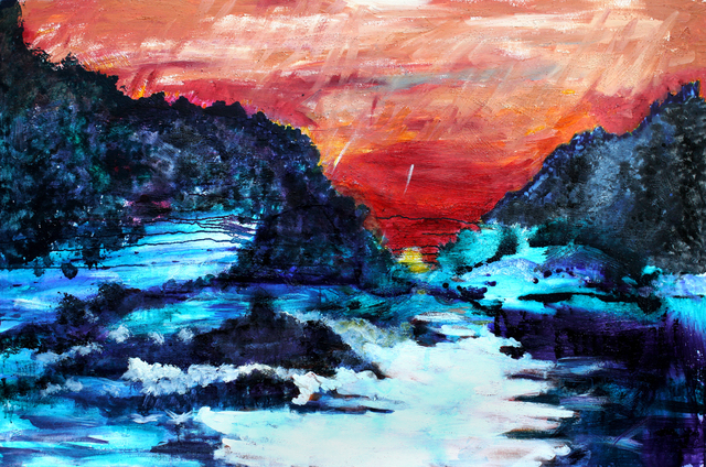 Dune Tencer  'Colorado River At Sunset', created in 2013, Original Mixed Media.