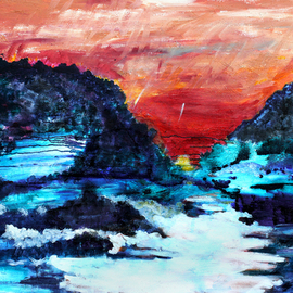 Dune Tencer: 'Colorado River at Sunset', 2013 Acrylic Painting, Landscape. Artist Description:  I have tried to capture the amazing colors seen during sunset in the Southwest.  ...