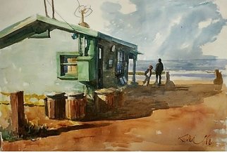 Durre Waseem: 'crystal cove', 2017 Watercolor, Beach. 