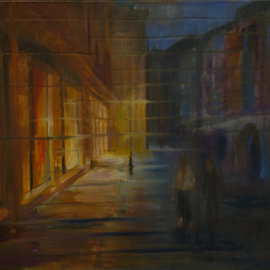 Dusanka Badovinac: 'Evening', 2011 Oil Painting, Abstract Figurative. Artist Description:  painting, art, architecture, windows, building ...