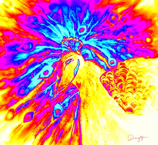 Artist Duygu Kivanc. 'Peacock' Artwork Image, Created in 2012, Original Pastel. #art #artist