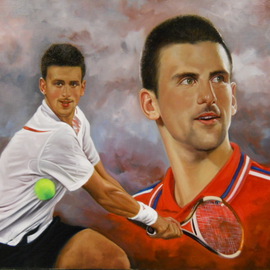 Dwayne Mitchell: 'Novak Djokovic', 2011 Oil Painting, Figurative. Artist Description:  Tennis, Men, Sports, Novak, Djokovic. ...