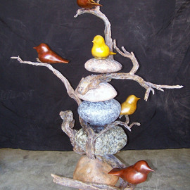 Debra Zelenak: 'Guidance', 2010 Bronze Sculpture, Birds. Artist Description:     bird, birds, stylized, sculpture, cairns, stones, nature, bronze         ...