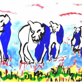 Jack Earley: 'Lion Pride', 1990 Other Painting, Animals. Artist Description: The work is done with sumi- e inks, a medium often used by Asians.  It is on acid- free museum paper and comes unframed. ...