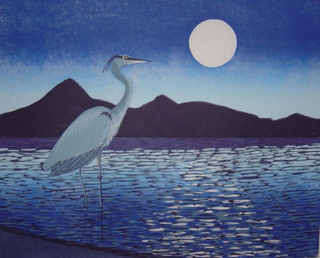 Artist Ralph Eastland. 'Moonlight Fisherman' Artwork Image, Created in 1999, Original Watercolor. #art #artist