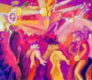 Richard Wynne: 'Dancin', 2013 Pastel, Abstract Figurative.         abstract_ dance_ contemporary_ rave_ magenta_ movement_ dance sport_ dance clubs_ night clubs_ exciting  ...