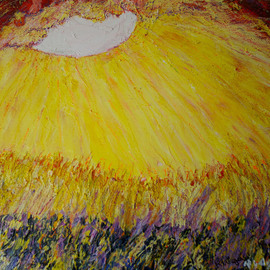 Richard Wynne: 'Dawn', 2013 Oil Painting, Landscape. Artist Description:   oil painting, sun rise, dawn, colorful, impressionistic, hot, sun over fields, clouds, representational, contemporary ...