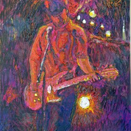 Richard Wynne: 'Folk Singer', 2008 Other Painting, Music. Artist Description:  This a 2X sided work using lacquer/ oils on a transparent backing ( plastic/ glass) This is a very slow and demanding medium but resulting in a work with great depth. Because of 