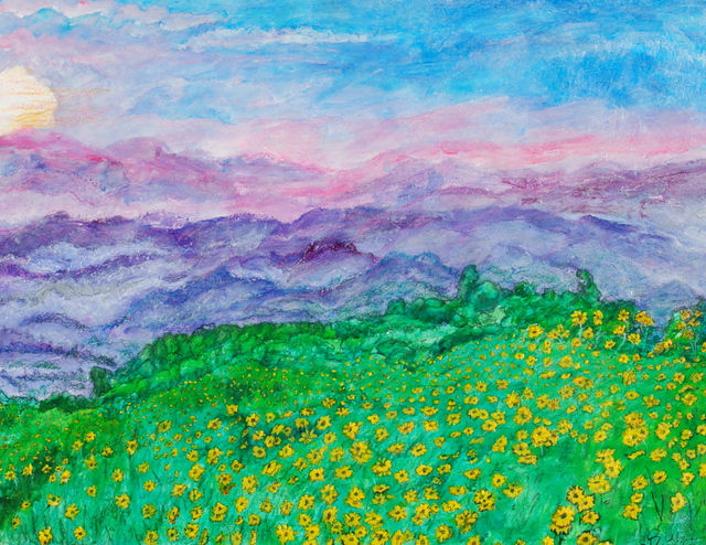 Artist Richard Wynne. 'Mountains And Flowers' Artwork Image, Created in 2009, Original Photography Color. #art #artist