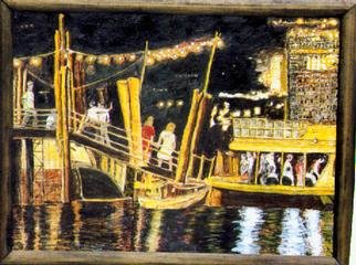 Richard Wynne: 'Night River Tour', 1997 Oil Painting, Urban. :  I am a night person  and a great way  to spend the evening is on the 