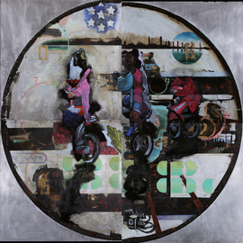 Edem Elesh: 'mnemonic devotion i', 2021 Mixed Media, Travel. Artist Description: Celebrating a life now past. Travel, no social distancing, no masks, autonomy, sharing of different cultures, and religions, on a face- to- face basis. ...