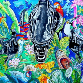 Norbert Szuk: 'balinese alien', 2020 Acrylic Painting, Ethnic. Artist Description: canvas...