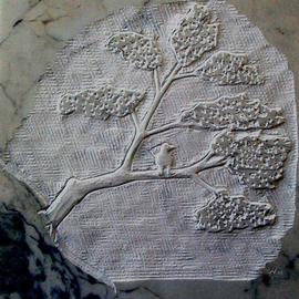Andrew Wielawski: 'Tree with Bird', 2008 Stone Sculpture, Abstract Landscape. Artist Description:  Passing the time until a block for a large sculpture came to Mexico, I carved this tree on a tile I found lying around the workshop. ...