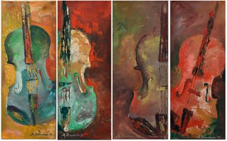 Artist: Mihaela  Ionescu - Title: happy violins - Medium: Oil Painting - Year: 2017