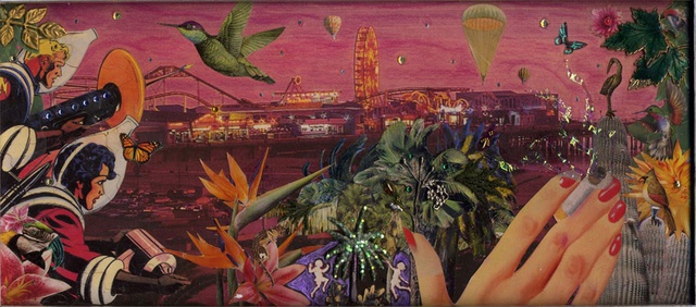 Artist Elena Mary Siff. 'A Wild Night At The Pier' Artwork Image, Created in 2012, Original Collage. #art #artist
