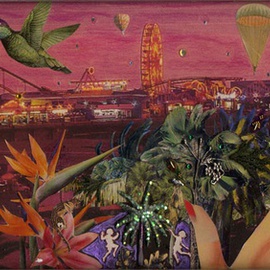 Elena Mary Siff: 'A Wild Night At the Pier', 2012 Collage, Surrealism. Artist Description:    Collage of Santa Monica Pier with Sci Fi imagery ...
