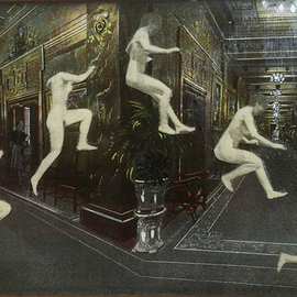Elena Mary Siff: 'High Jinx at Hotel Lafayette', 2012 Collage, Surrealism. Artist Description:    Collage of surreal interior from vintage postcard   ...