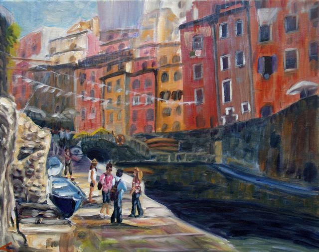 Artist Elena Sokolova. 'Italian Town' Artwork Image, Created in 2015, Original Painting Oil. #art #artist
