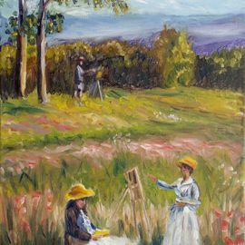 Elena Sokolova: 'Tuscany dream', 2014 Oil Painting, Rural. Artist Description:  Landscape with painters  ...