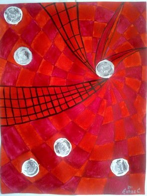 Artist: Elena Solomina - Title: RED GALAXY 5 - Medium: Acrylic Painting - Year: 2011