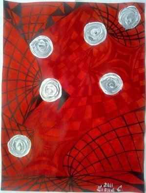 Artist: Elena Solomina - Title: RED GALAXY ACRYL ON CANVAS  12x16 inch - Medium: Acrylic Painting - Year: 2011