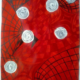 RED GALAXY ACRYL ON CANVAS  12x16 inch By Elena Solomina