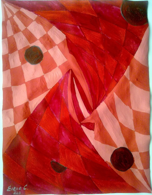 Elena Solomina  'Red Galaxy 6', created in 2011, Original Painting Acrylic.